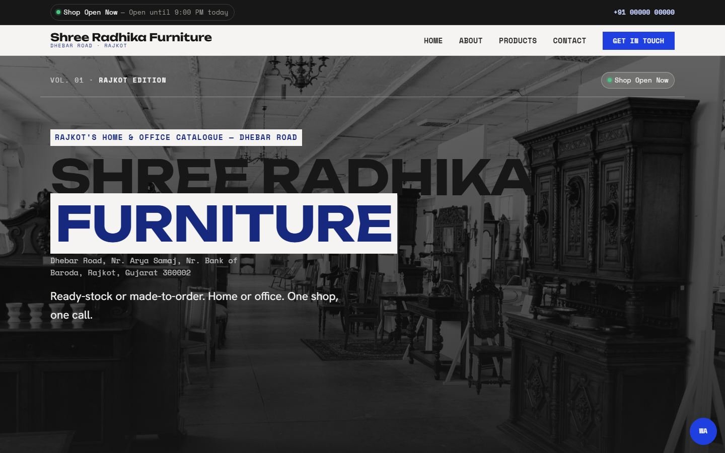 Shree Radhika Furniture homepage, Furniture website in Rajkot